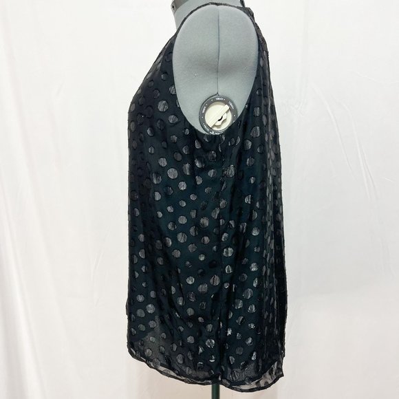 Adrienne Vittadini NWOT Sz XL Split Neck Swing Shimmery Overlay Sleeveless Top - Picture 4 of 8